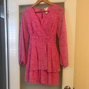 Elegant Pink Floral Women's Dress